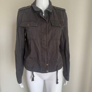 Mudd Y2K Twilight Bella Swan Style Military Utility Lightweight Jacket Gray
